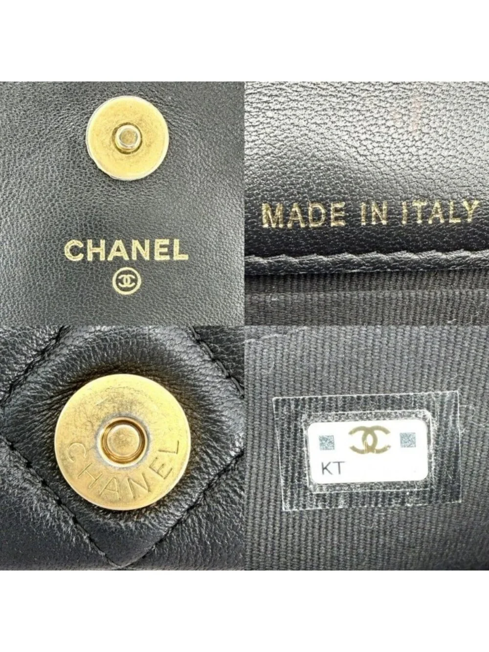 Chanel Shoulder Bag Quilted CC Logo Crossbody Chain Pochette Lambskin Black